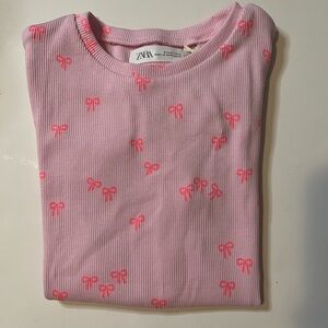 Zara Pink Bow Patterned Shirt